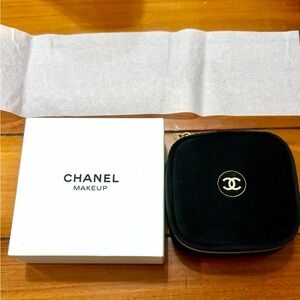 CHANEL Black Mirror Travel Case Pouch Cosmetic Box